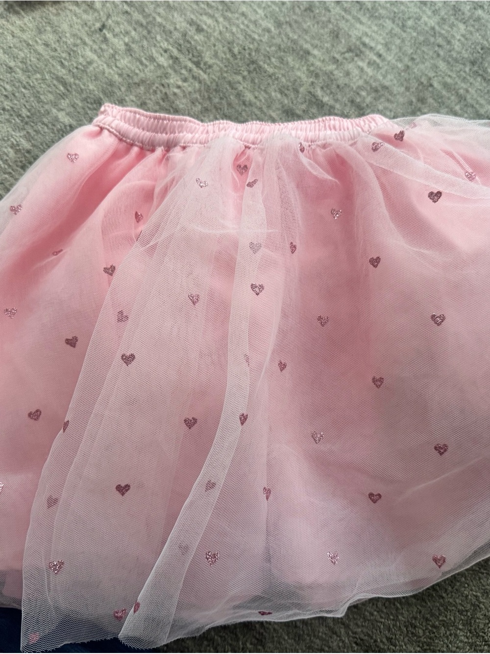 Janie and Jack Pink Tulle Skirt with Glitter Hearts